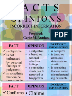 Fact, Opnion, Incorrect Information