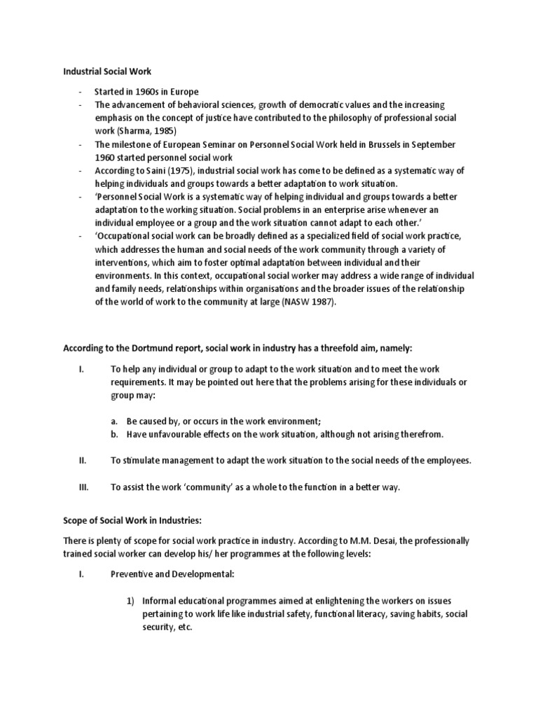 Overview of Industrial Social Work | PDF | Social Work | Employment