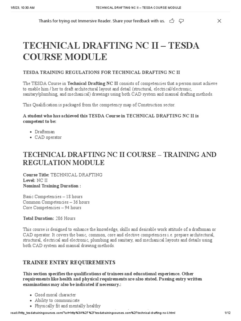 TESDA Technical Drafting NC II Module | PDF | Competence (Human ...