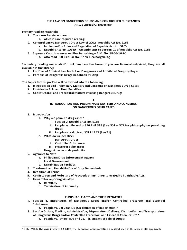 Dangerous Drugs Law Overview and Cases | PDF | Narcotic | Criminal Law