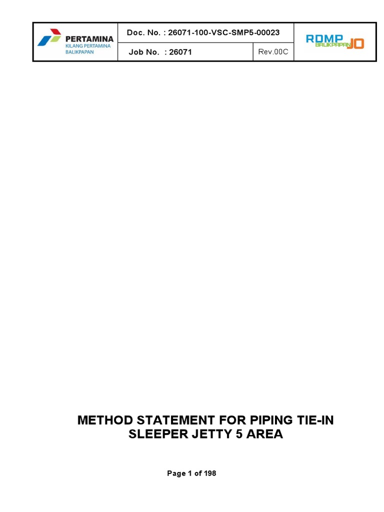 Method Statement For Piping Tie-In Sleeper Jetty 5 Area - POWERTECH PKG ...