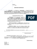 Secretary's Certificate - Version 1