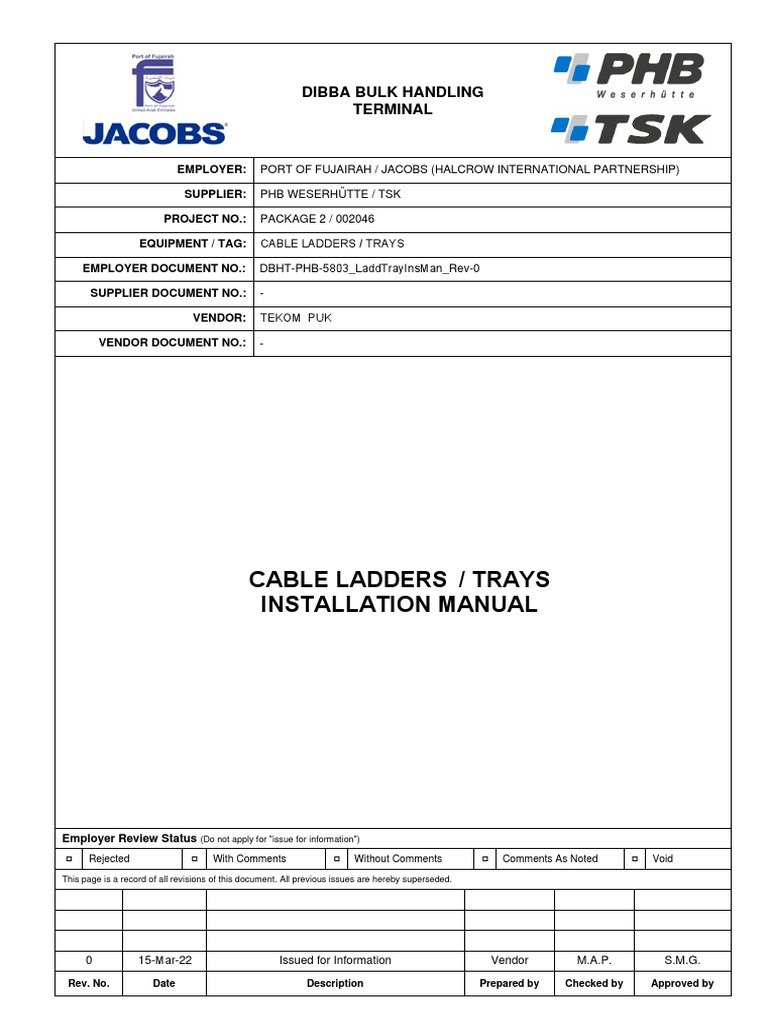 DBHT PHB 5803 - LaddTrayInsMan - Rev 0 | PDF | Screw | Computing