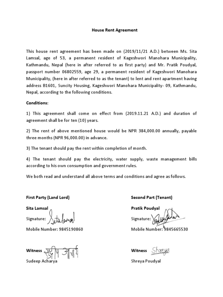 House Rent Agreement | PDF