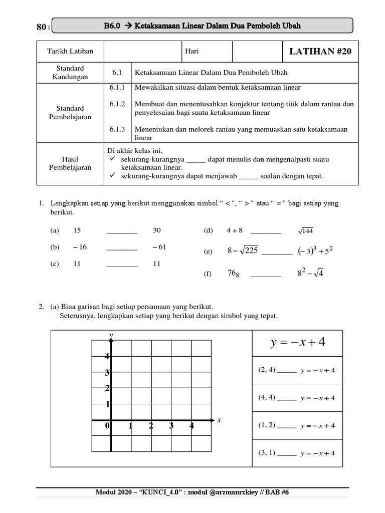 Ketaksamaan Linear Tingkatan 4 | PDF