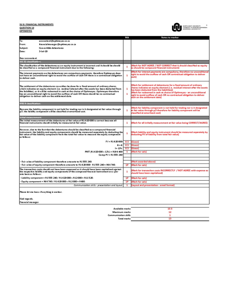 Question+10+ +optimeyes+ +Suggested+Solution | PDF | Fair Value ...