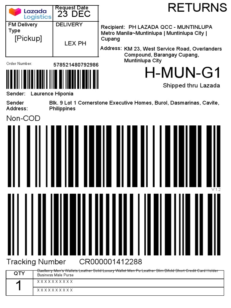 Return Label PDF
