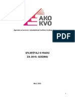Izvještaj O Radu ZA 2019. GODINU: Agencija Za Kontrolu I Obezbjeđenje Kvaliteta Visokog Obrazovanja