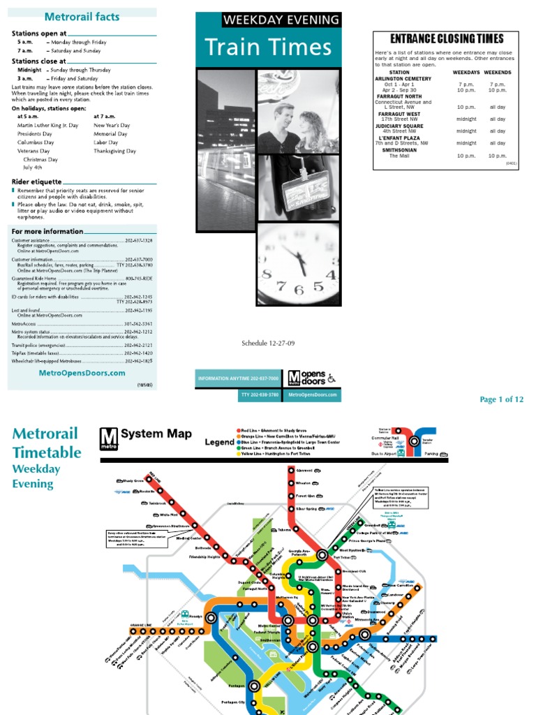 Metrorail Weekday Evening Schedule | PDF | Washington Metro ...
