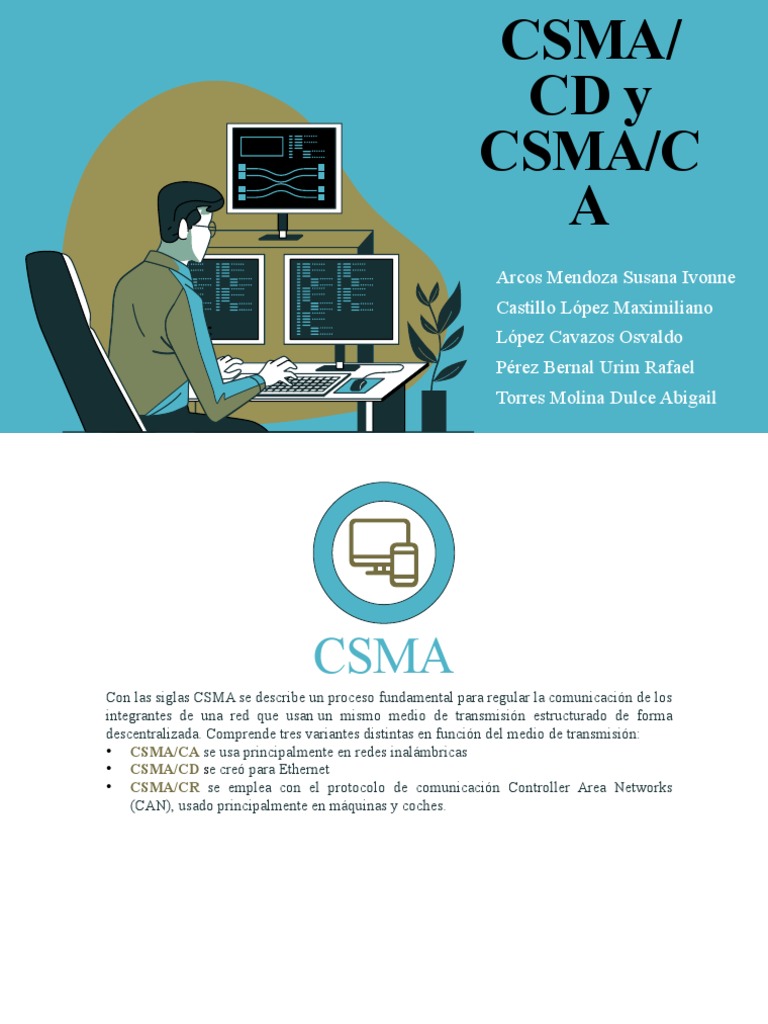 Presentación CSMA | PDF | Transmisión de datos | Estándares de red