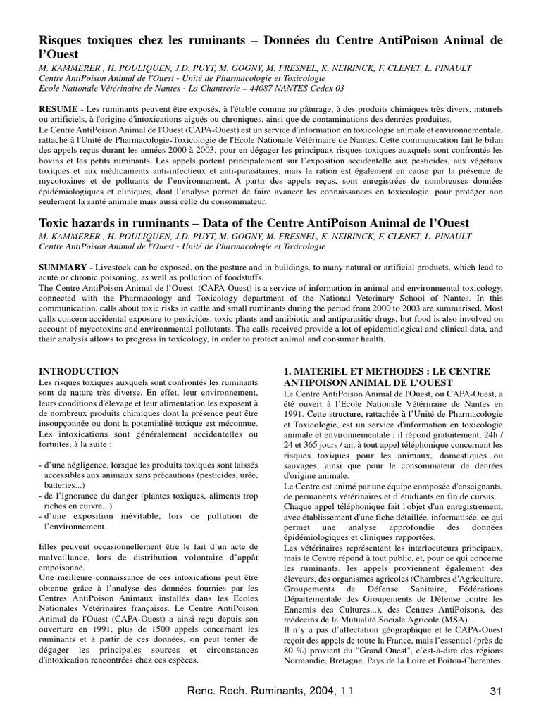 Risques toxiques chez les ruminants | PDF | Toxicologie | Pesticide