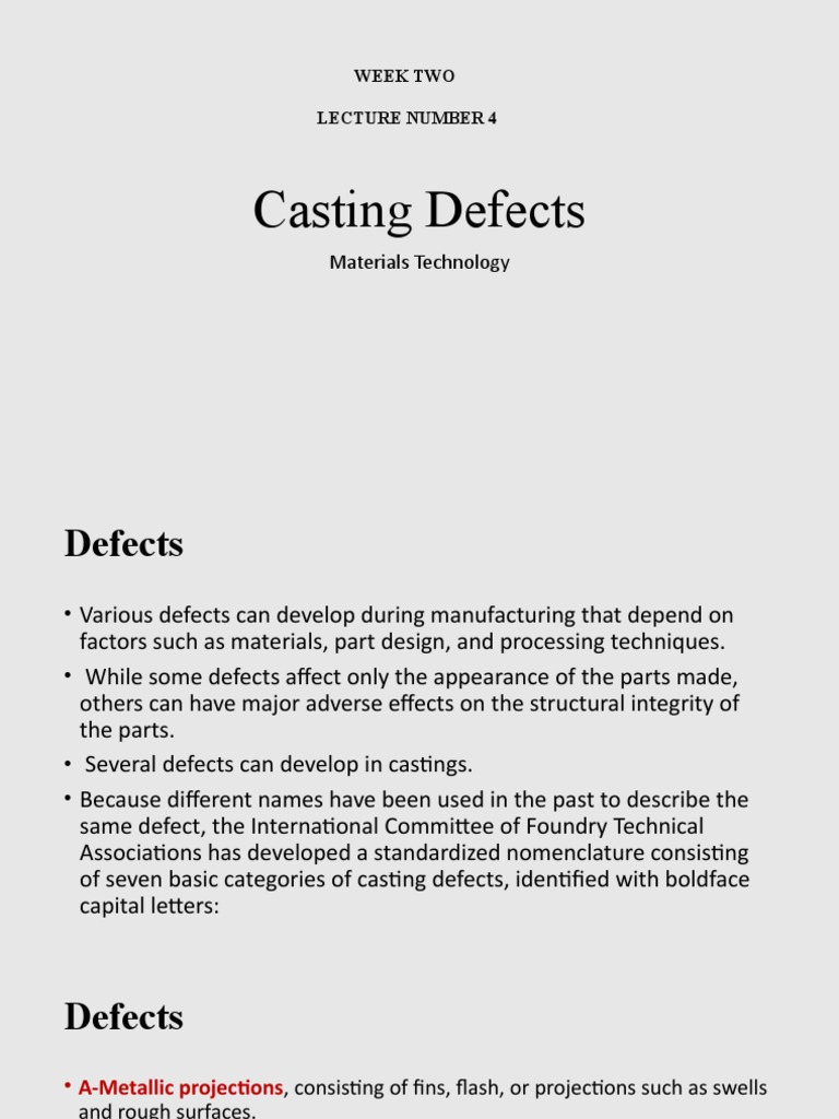 Metallic Projections and Casting Defects | PDF | Casting (Metalworking ...