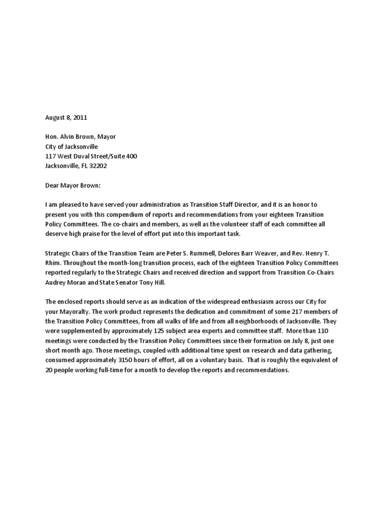 Jacksonville Transition Report Summary | PDF | Politics