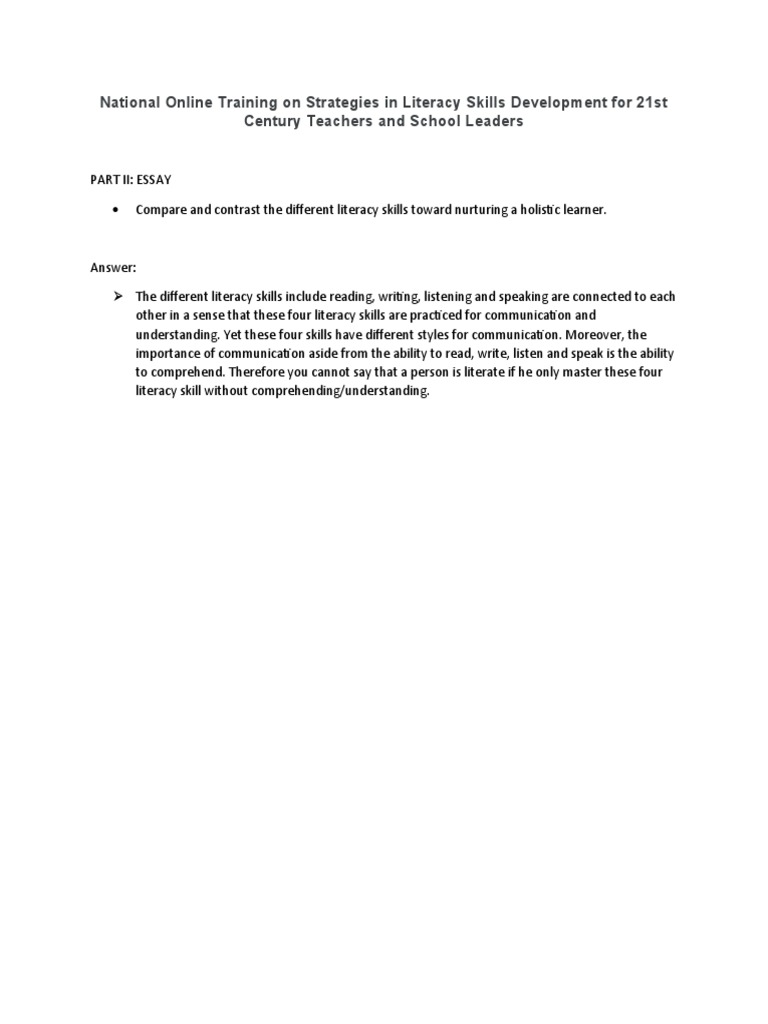 Literacy Skills for Holistic Learning | PDF | Career & Growth