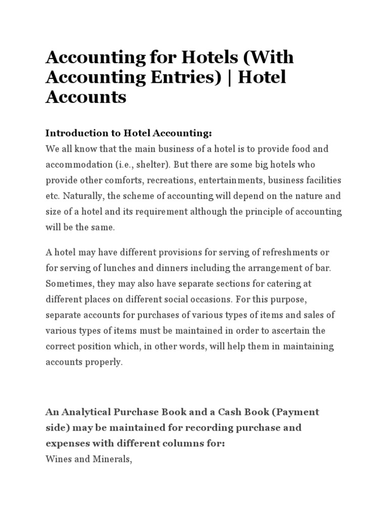 Hotel Accounting | PDF | Debits And Credits | Economies