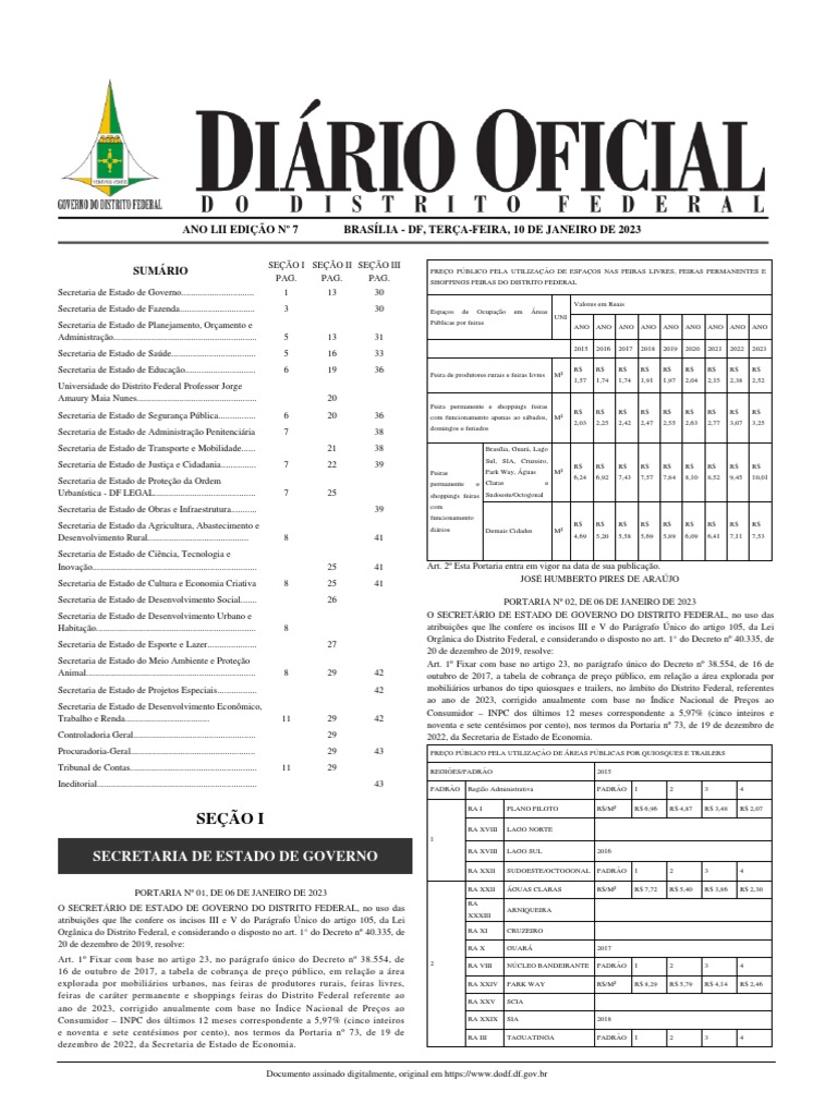 Dodf 007 10012023 Integra13 PDF Preços
