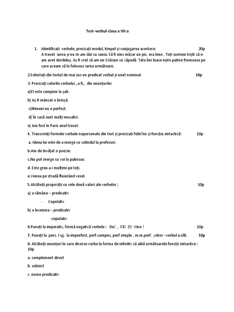 Test Clasa 7 A | PDF