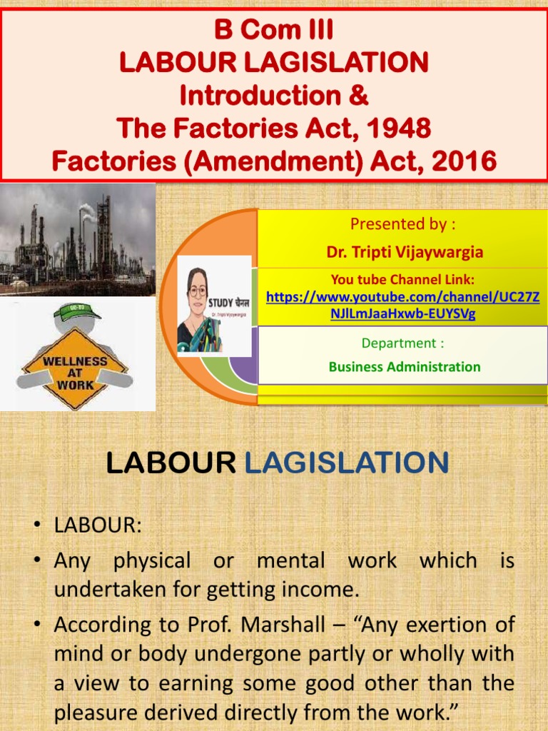 The Factories Act, 1948 PDF Labour Law Labour Economics