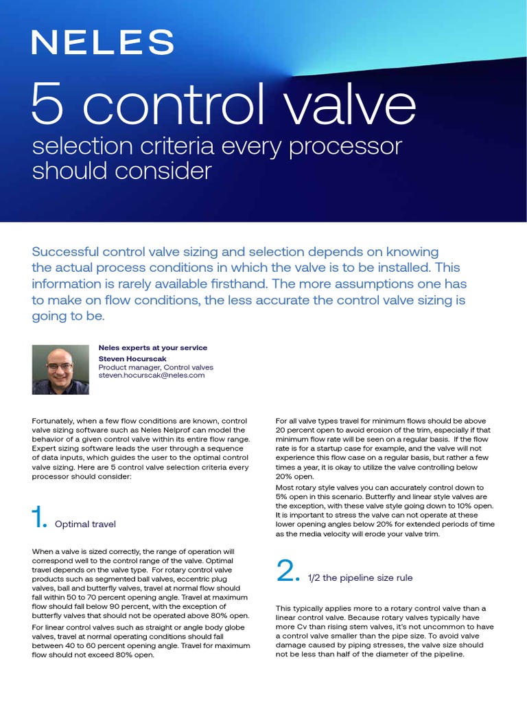 Control Valve Selection Criteria PDF Valve Liquids