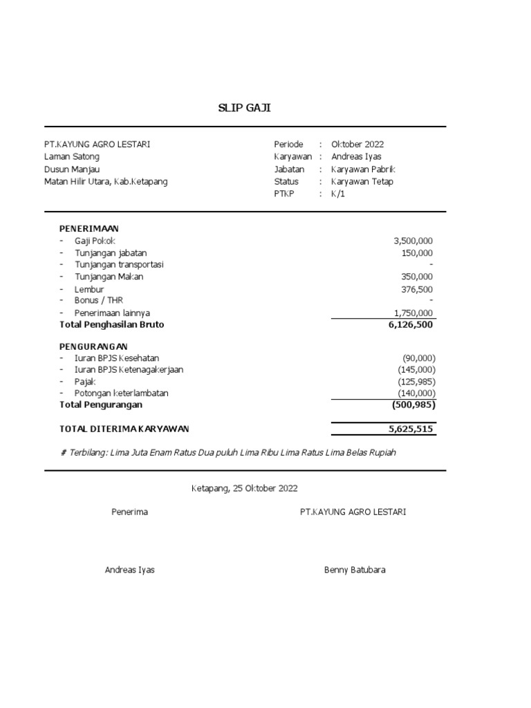 Contoh Slip Gaji Excel 4 PDF