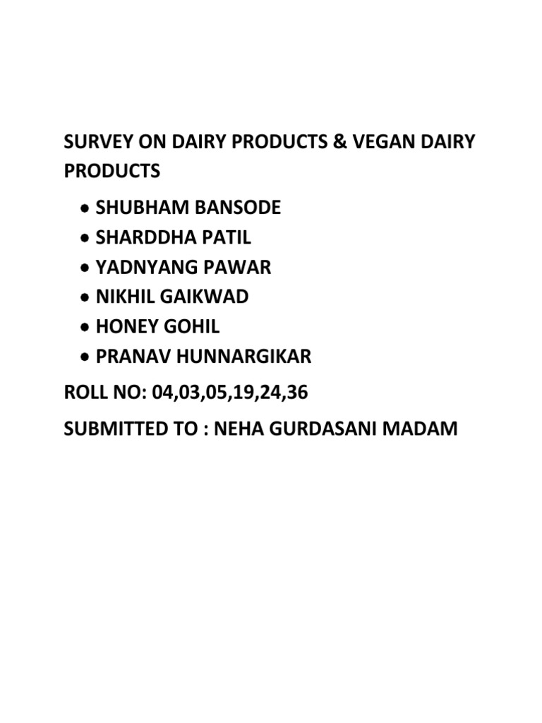 Survey On Dairy Products PDF