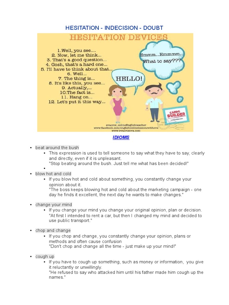 Hesitation Expressions PDF English Language Fluency
