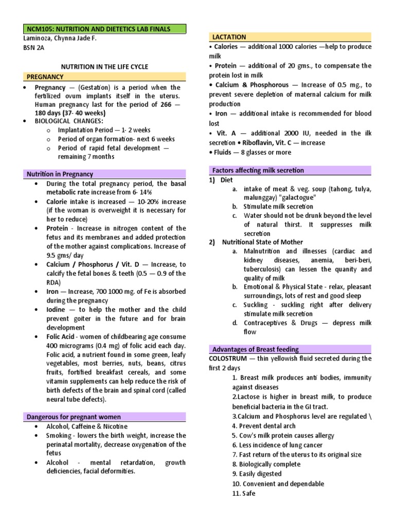 Nutrition in Pregnancy and Lactation | PDF | Diet & Nutrition | Dietary ...