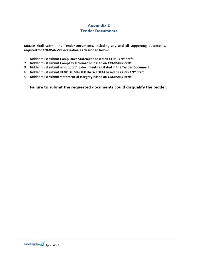 Administrative Docs For Tender OPA 2023 DSLNG | PDF | Request For ...