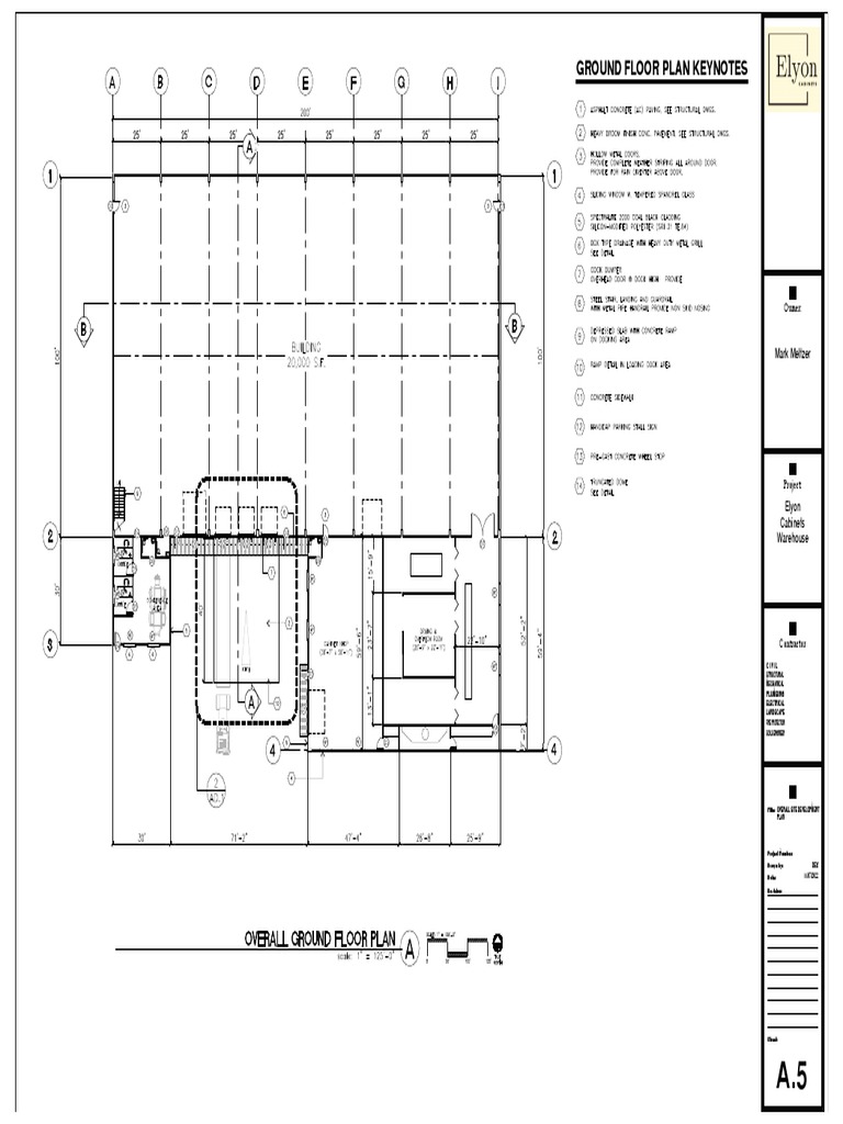 Ground Floor Plan Keynotes for Elyon Warehouse | PDF