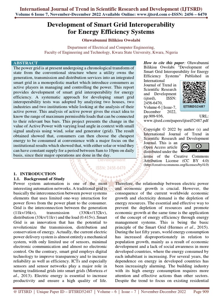 Development of Smart Grid Interoperability For Energy Efficiency ...