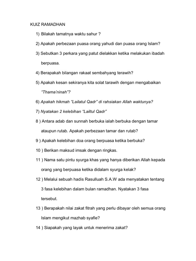 Kuiz Ramadhan Pdf