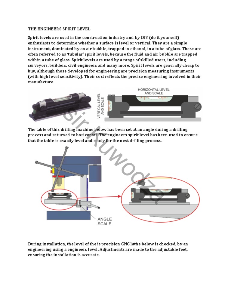 Uses of Spirit Levels in Engineering | PDF | Technology & Engineering
