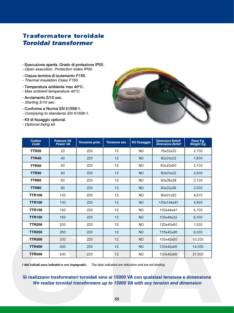 VIGORTRONIX Trasformatore Toroidale Da 500 VA 0-230 V : 2 X 30 V VTX 146 500 130 92959400