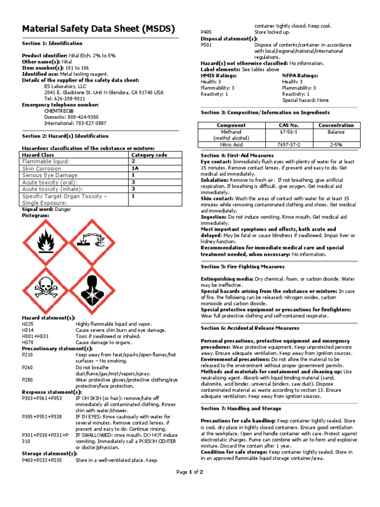 Nital Etch PDF Toxicity Firefighting