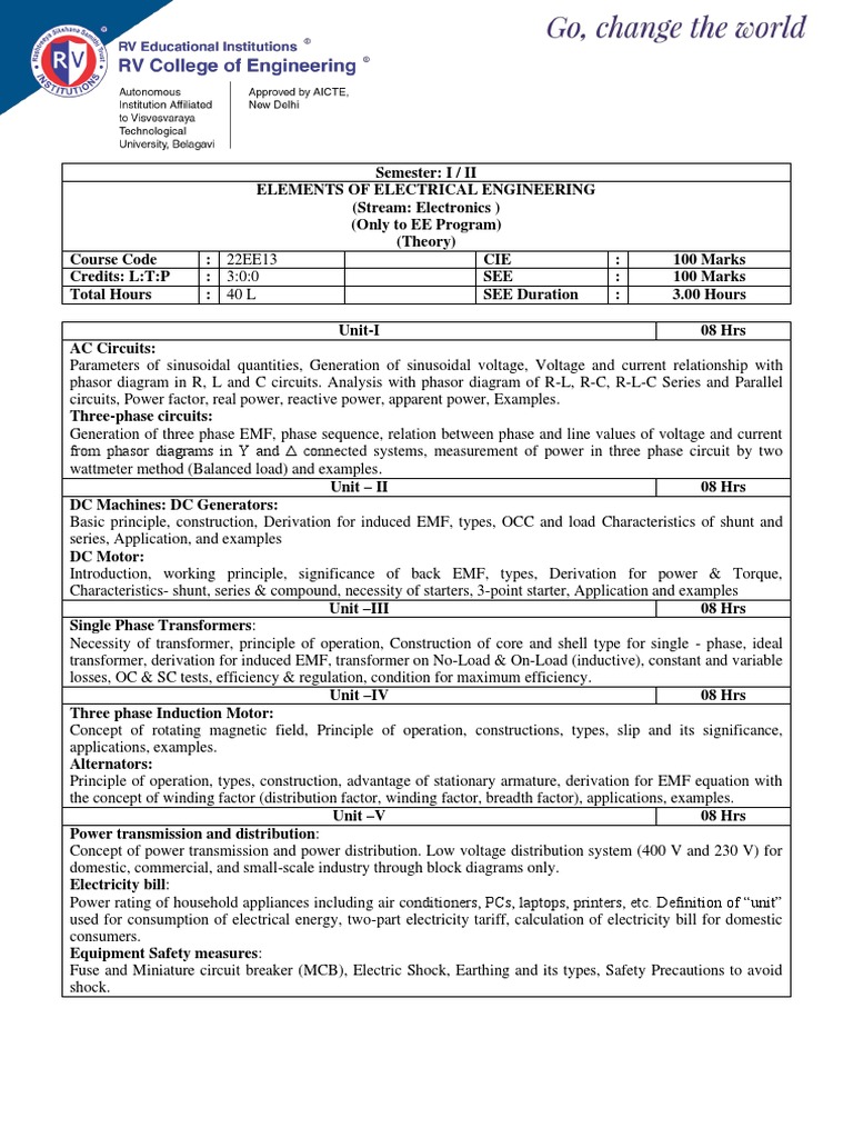 ELECTRICAL COURSE SYLLABUS visual data 6