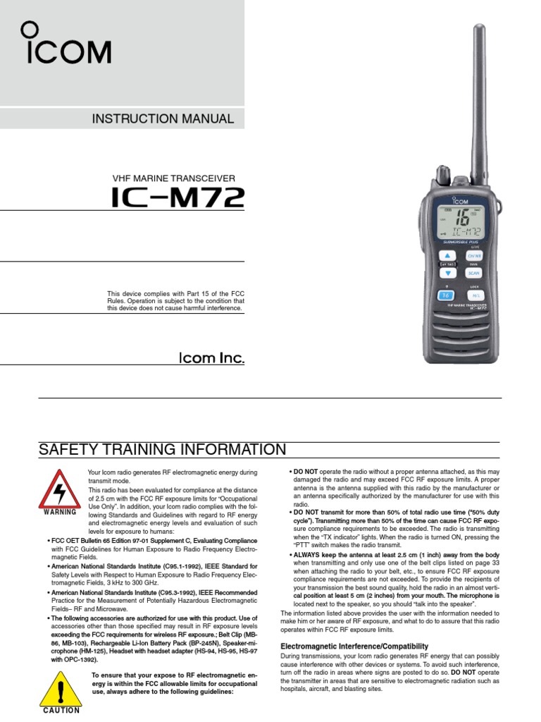 Instruction Manual VHF Marine Transceiver PDF Radio