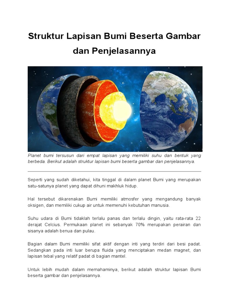 Struktur Lapisan Bumi Beserta Gambar Dan Penjelasannya | PDF