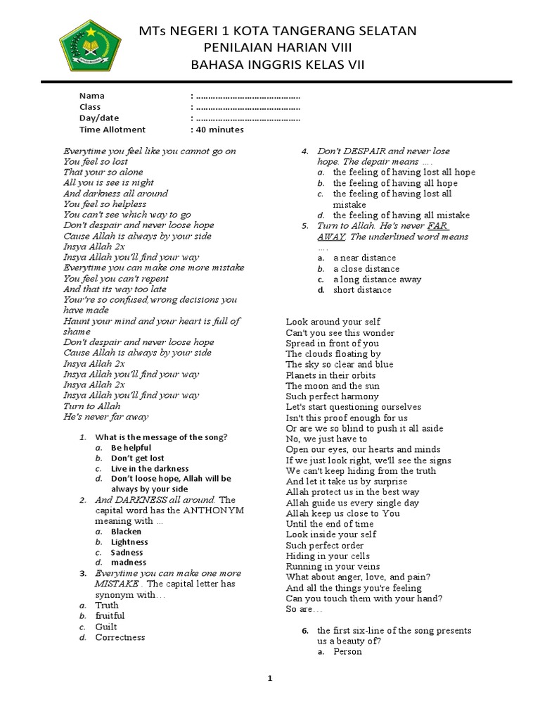 Menguasai Soal Bahasa Inggris Kelas 7 KD 4 Kurikulum 2013: Panduan Lengkap untuk Siswa