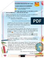 Nivel Inicial - Pasos A Seguir para Realizar La Ratificación de Matrícula 2023