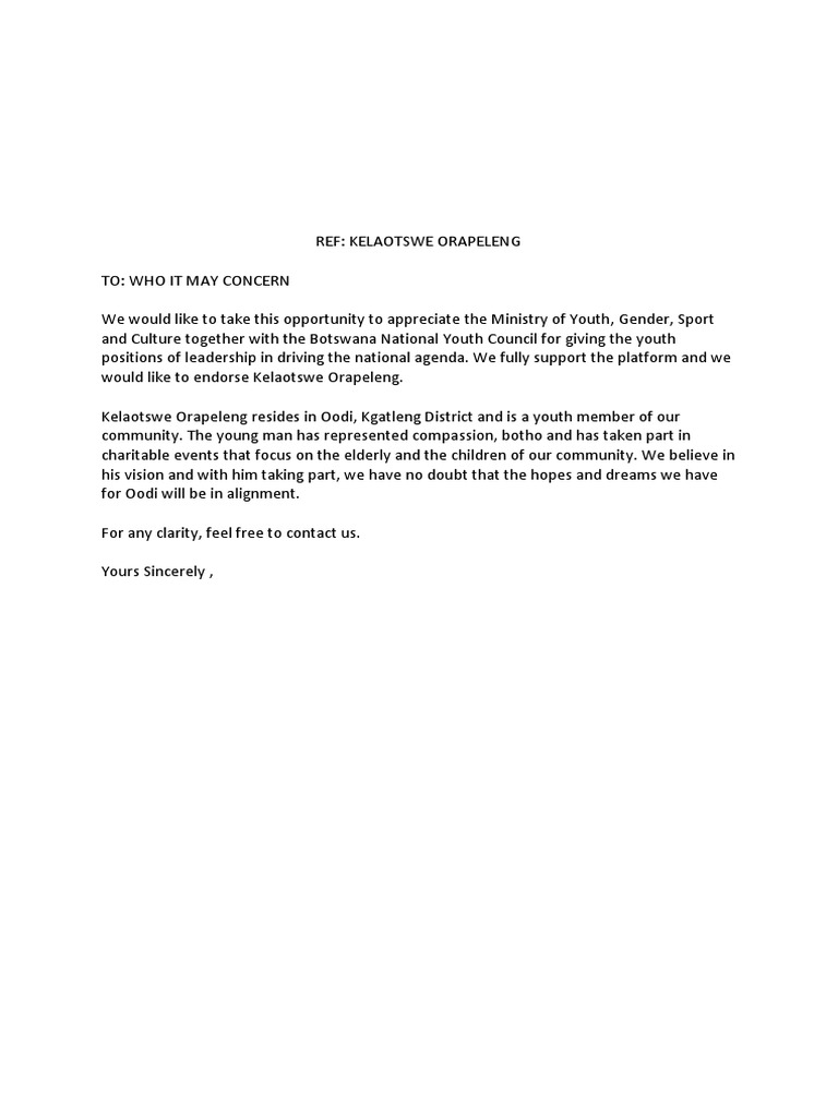 Endorsement Letter PDF