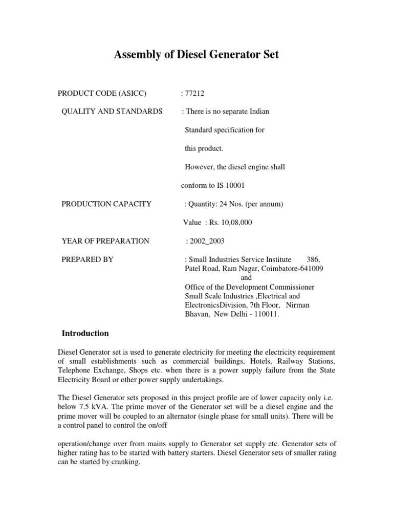 17Assembly of Diesel Generator Set PDF Diesel Engine Depreciation