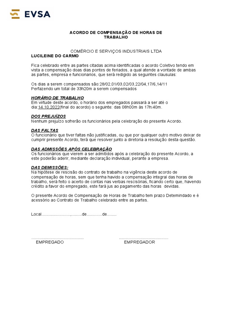 Acordo de Compensação | PDF