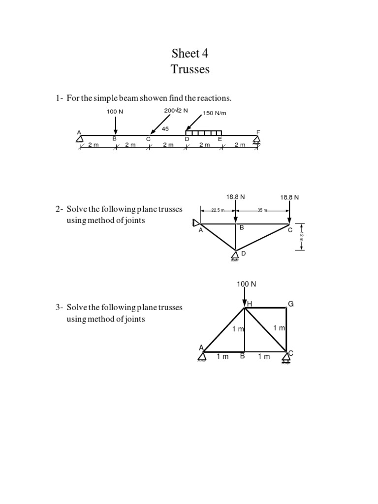 Sheet 4 | PDF | Truss | Structural Engineering