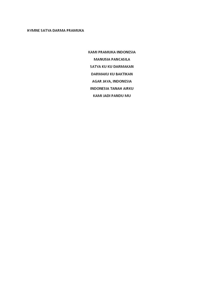 Hymne Satya Darma Pramuka | PDF