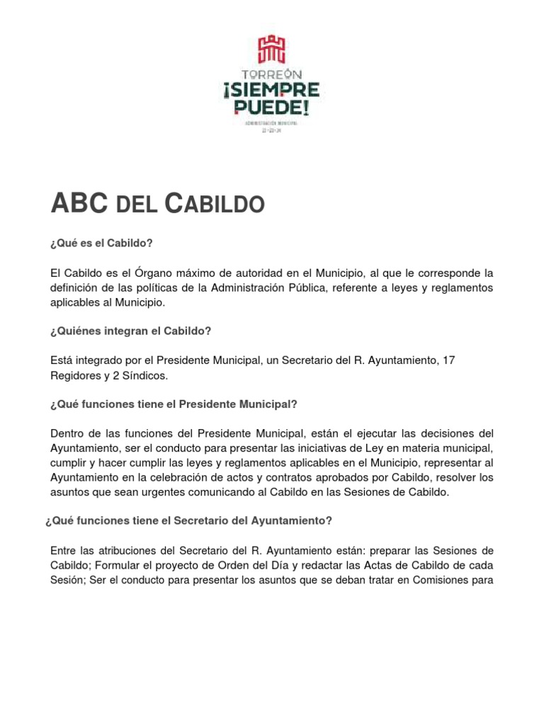 El Cabildo Pdf Gobierno Local Alcalde