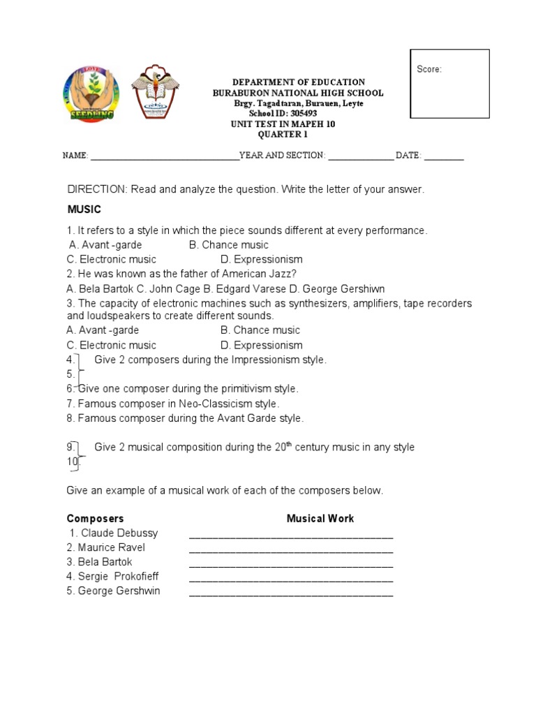 Mathematics Learners Module Grade 10 Unit Test