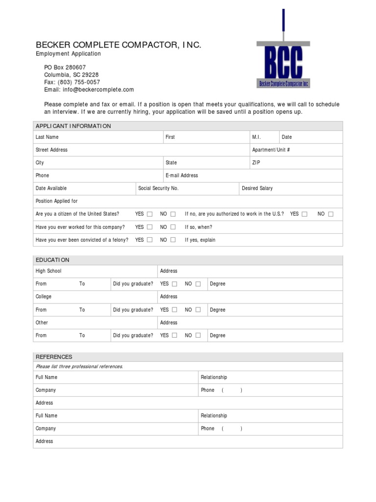 Becker Complete Compactor Employment App | PDF | Career & Growth