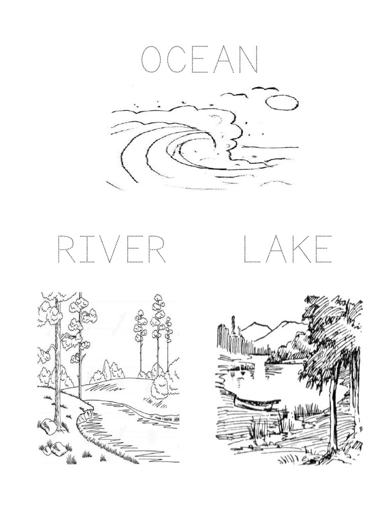 Bodies of Water Tracing Worksheet PDF