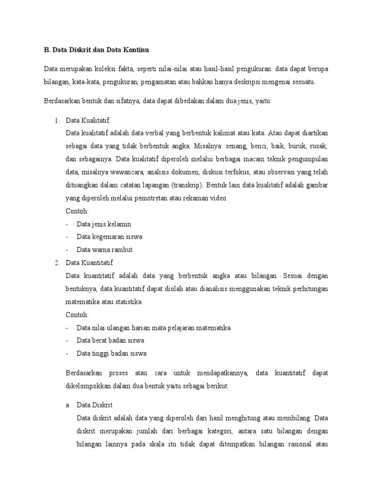 Jenis Data Diskrit dan Kontinu | PDF