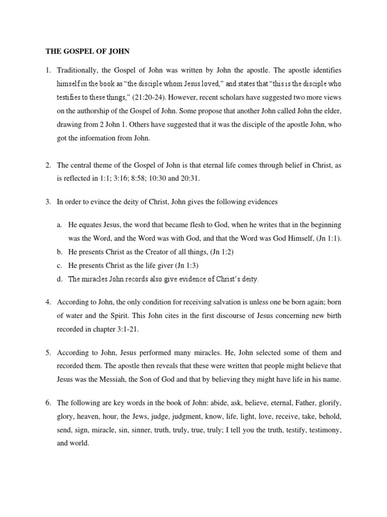 The Gospel of John PDF Gospel Of John Jesus